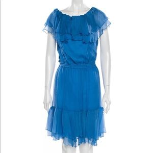 Charlotte Eskildsen Silk dress in blue. NWT